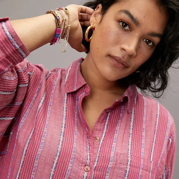 PILCRO by ANTHROPOLOGIE The Bo Boyfriend Embroidered Buttondown Shirt - Picture 3 of 13
